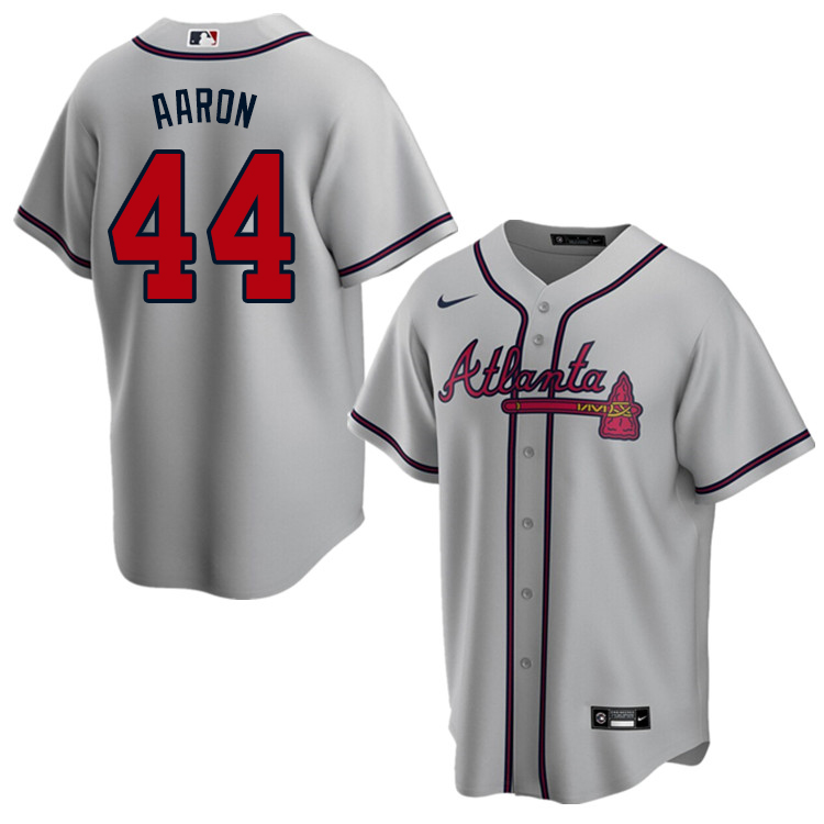 Nike Men #44 Hank Aaron Atlanta Braves Baseball Jerseys Sale-Gray